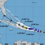 Projected path of Tropical Storm Grace